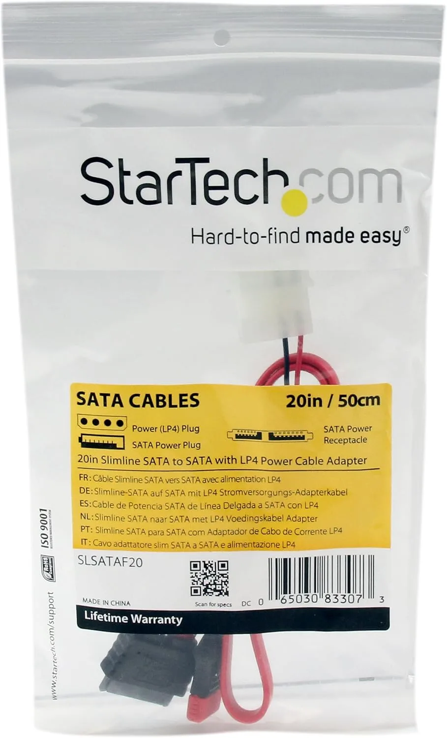 StarTech.com Slimline SATA to SATA with LP4 Power Cable Adapter
