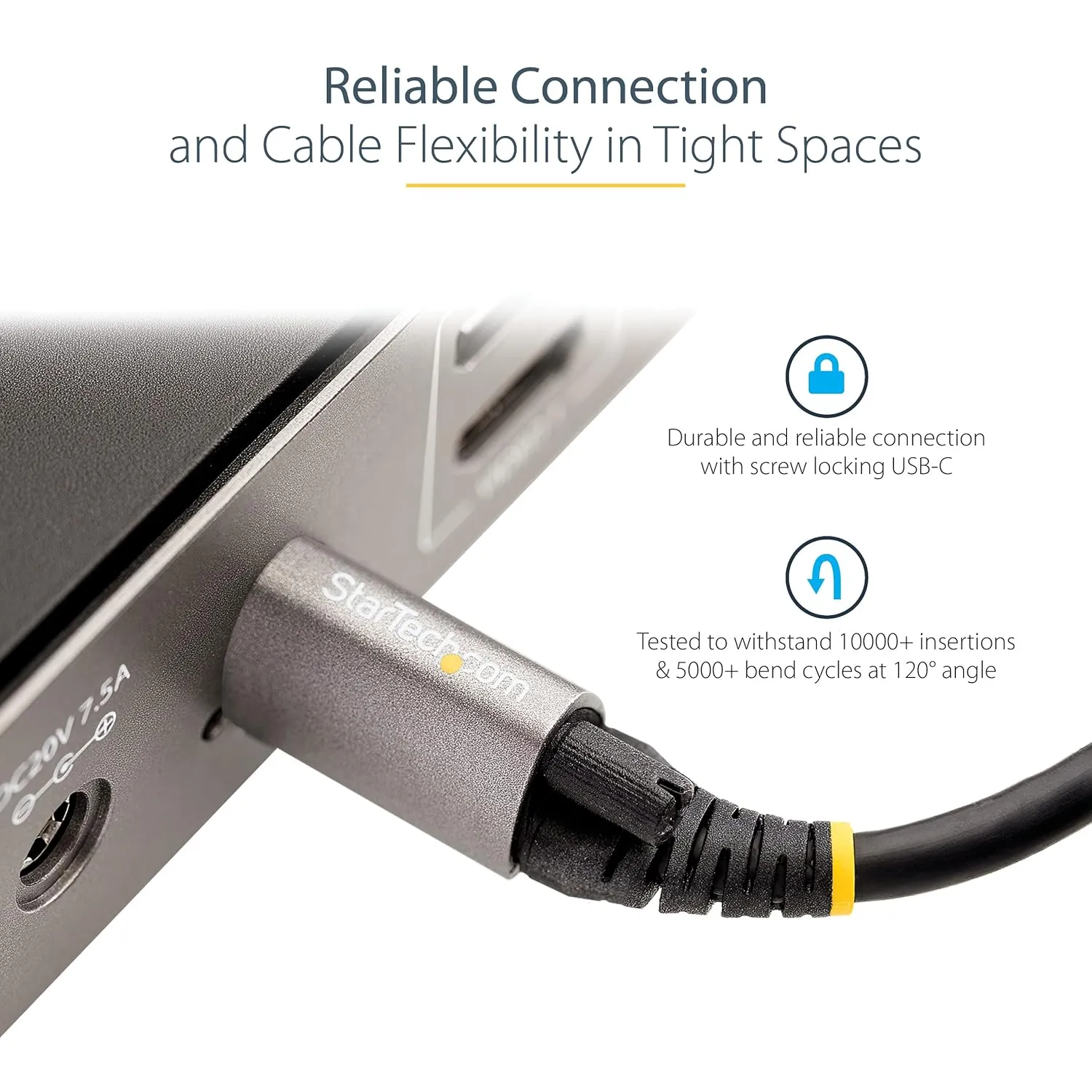 StarTech.com Screw Locking USB-C Cable USB 3.2 Gen 2 10Gbps 100W (5A)