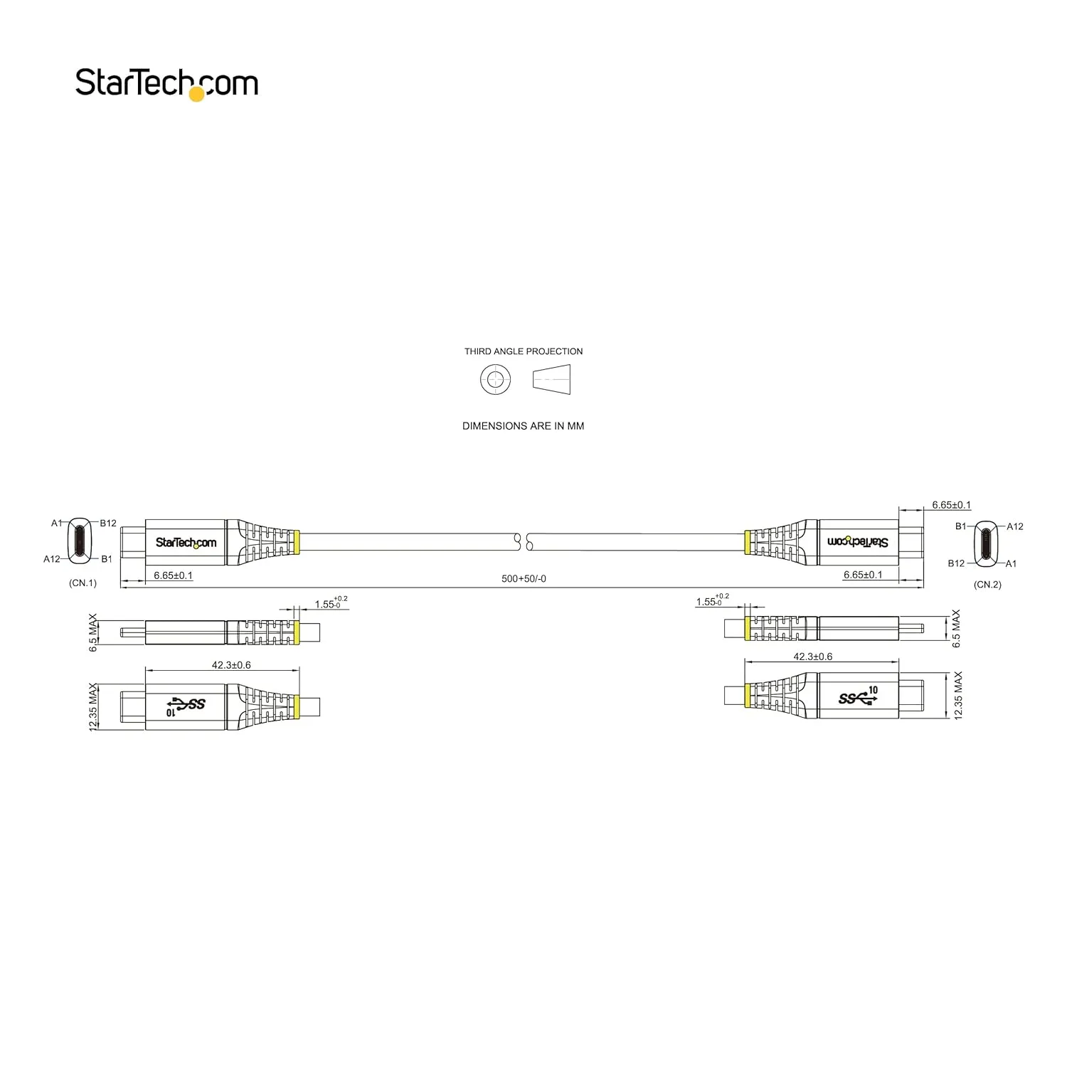 StarTech.com USB-C to USB-C Cable - USB 3.2 Gen 2 10Gbps, 100W PD, DP Alt Mode