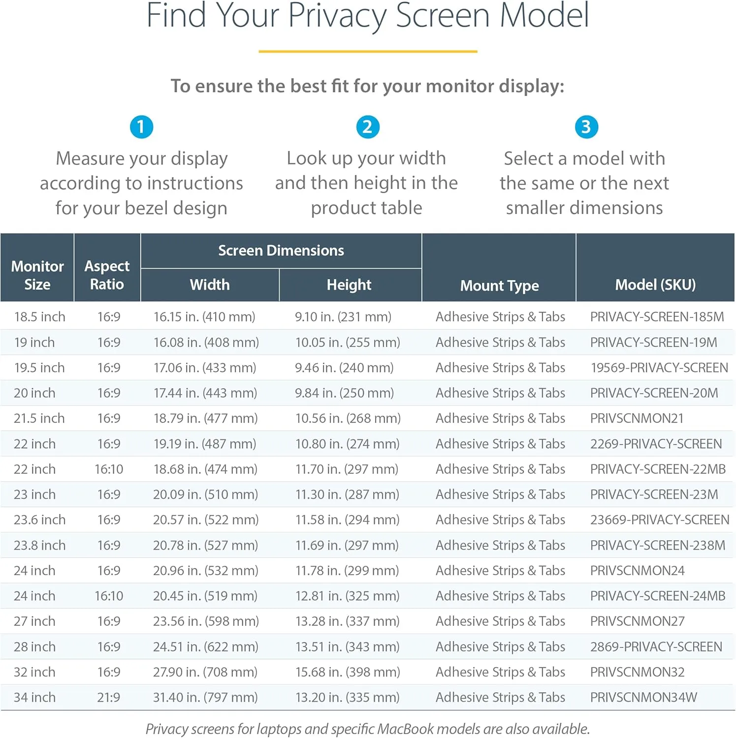 StarTech.com Monitor Privacy Screen - Reversible Matte/Gloss Filter