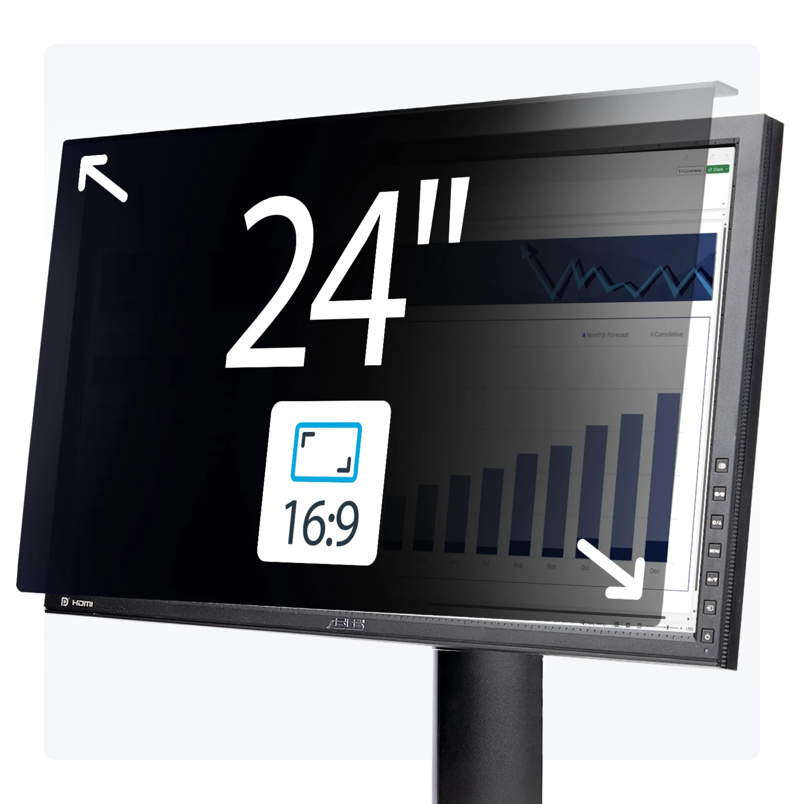 StarTech.com Hanging Acrylic Monitor Privacy Screen 16:9 ±30°