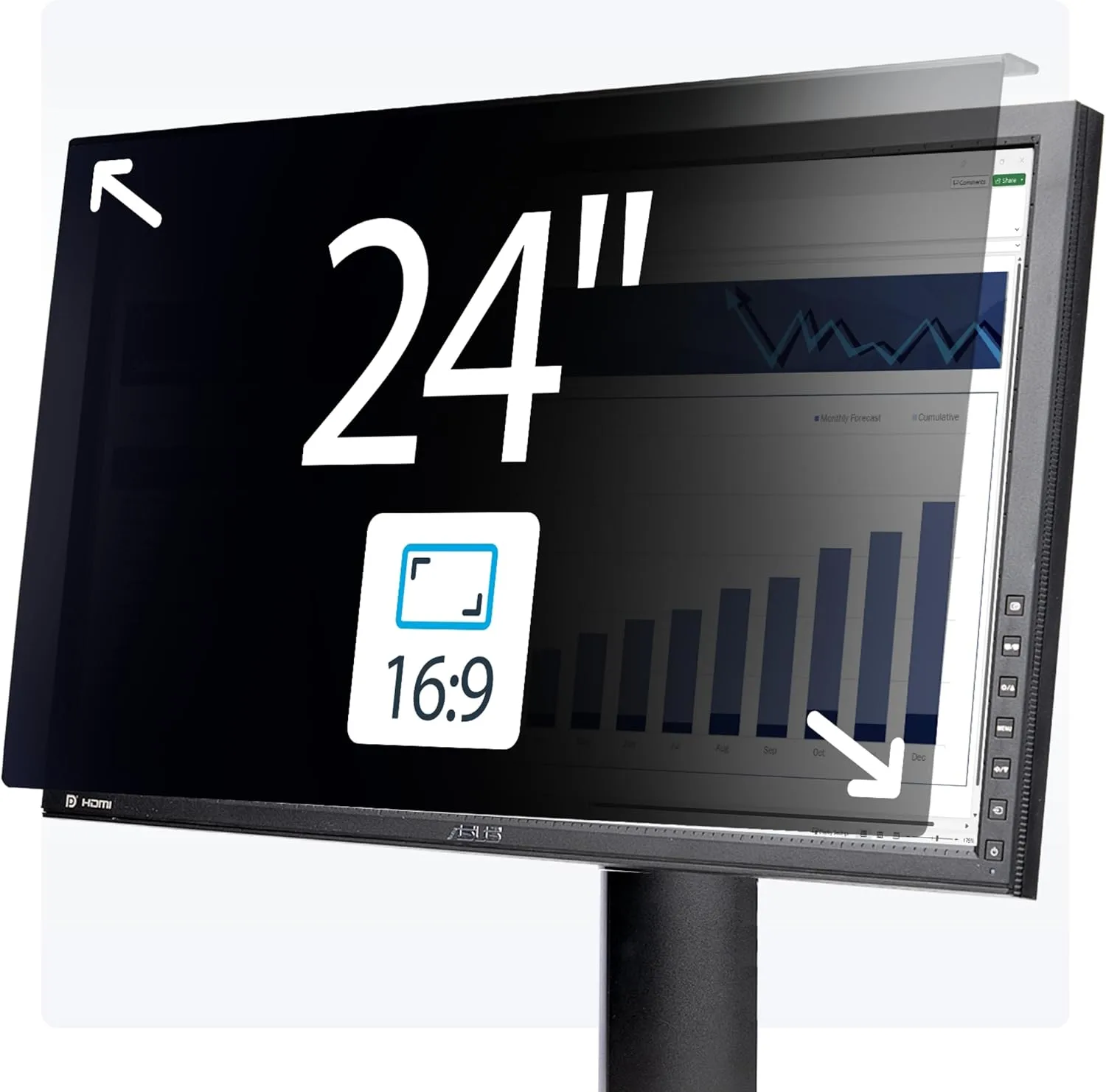 StarTech.com Hanging Acrylic Monitor Privacy Screen 16:9 ±30°