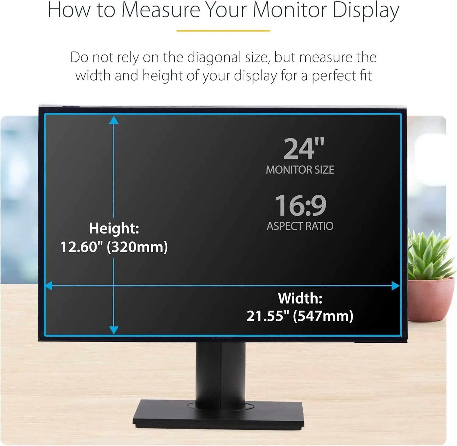 StarTech.com Hanging Acrylic Monitor Privacy Screen 16:9 ±30°