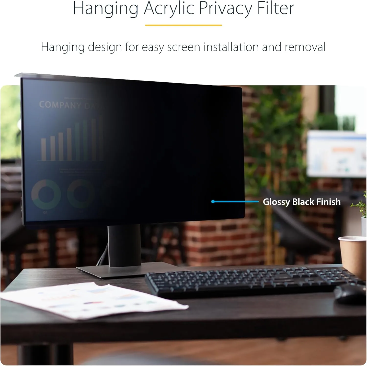 StarTech.com Hanging Acrylic Monitor Privacy Screen 16:9 ±30°