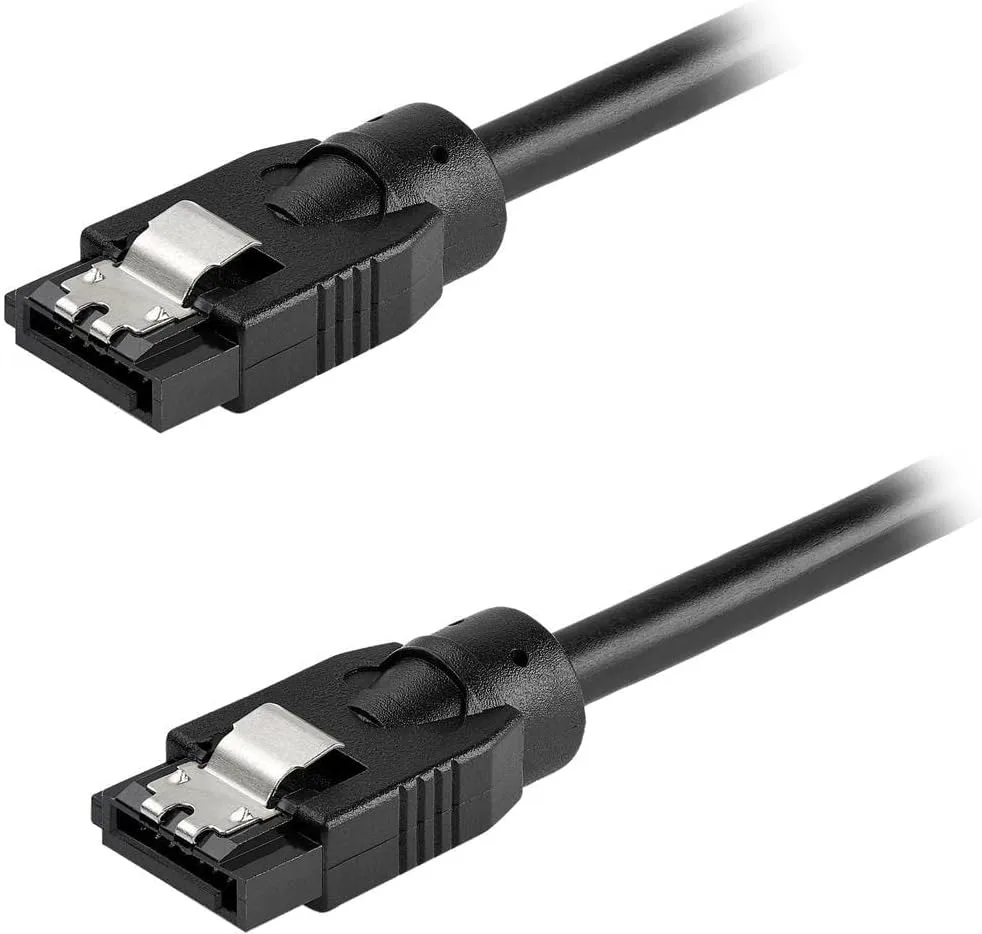 StarTech.com 24 Inch (60cm) Round SATA Cable - Latching Connectors - 6Gbs SATA Data Cord - SATA Hard Drive Power Cable