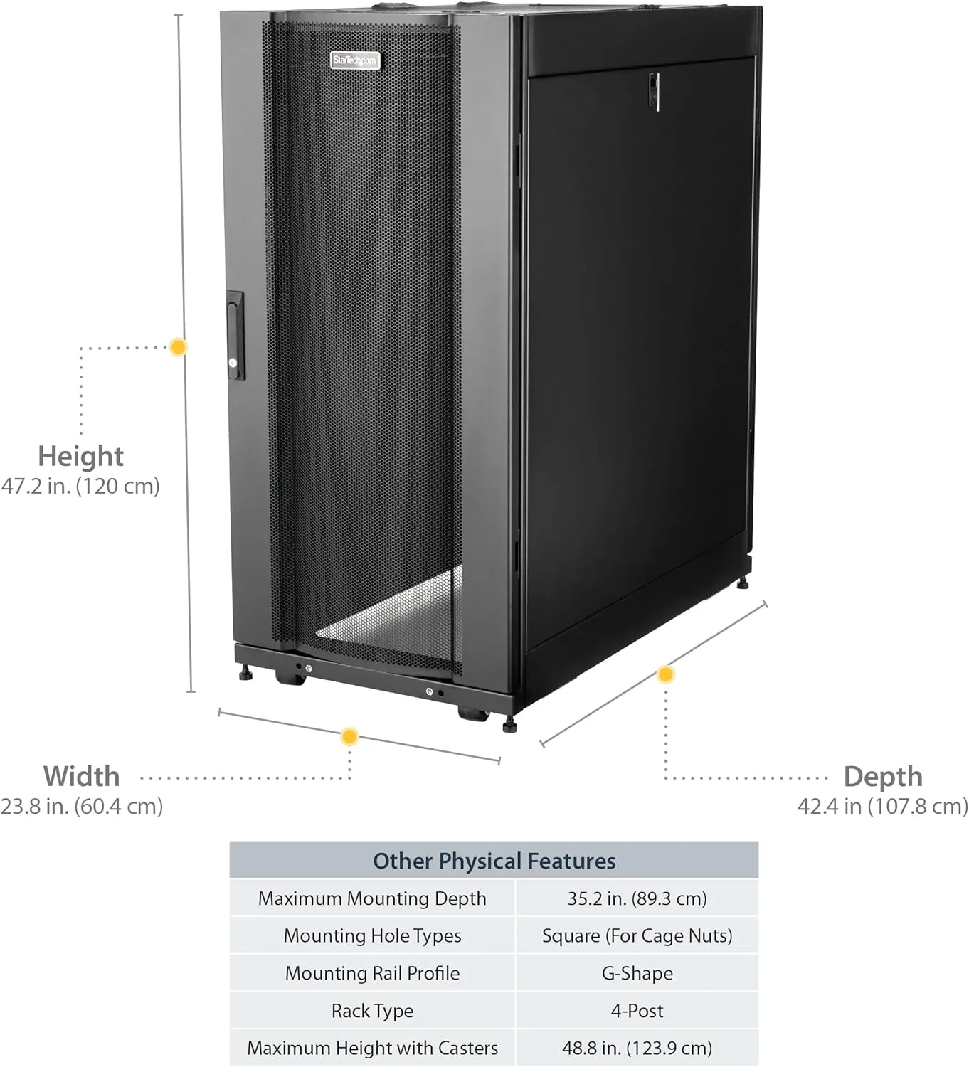 StarTech.com 4-Post Server Rack Cabinet, 19" Data Rack