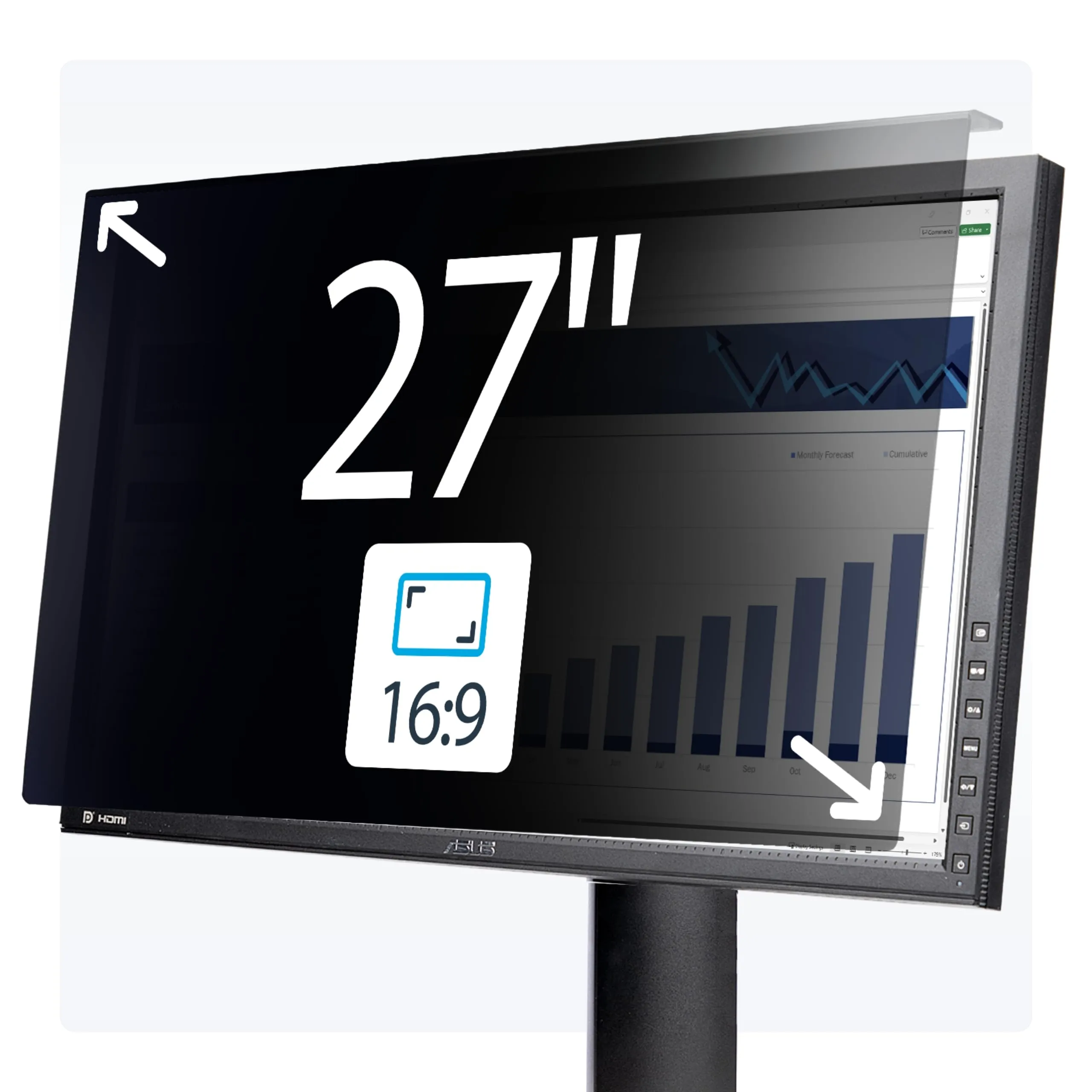 StarTech.com Hanging Acrylic Monitor Privacy Screen 16:9 ±30°
