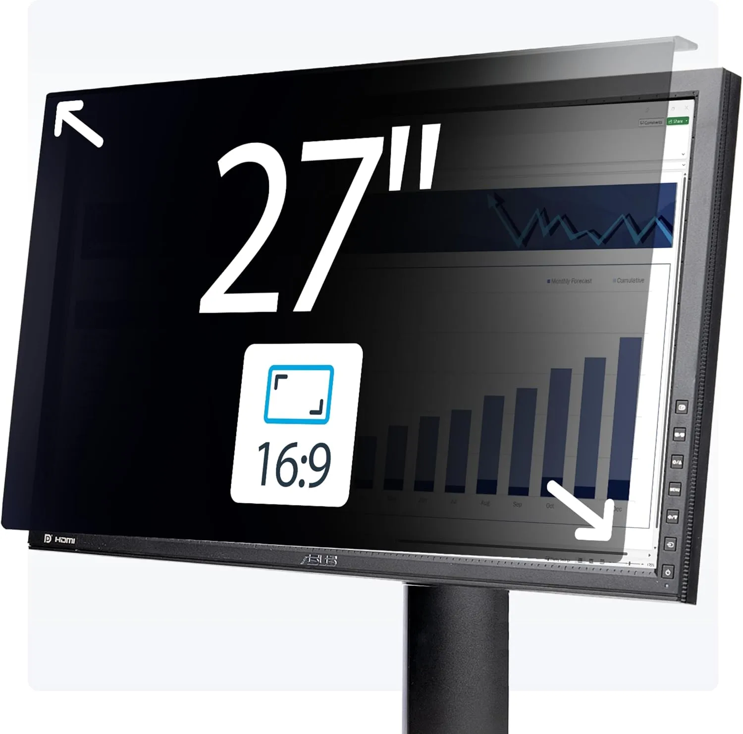StarTech.com Hanging Acrylic Monitor Privacy Screen 16:9 ±30°