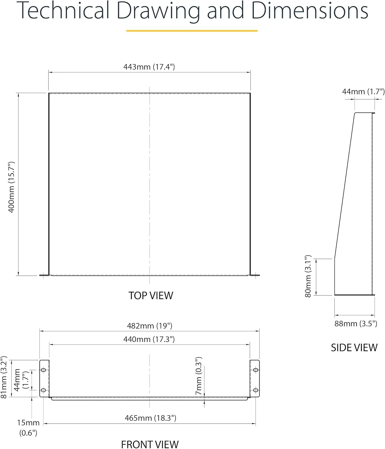 StarTech.com Universal Server Rack Shelf - Fixed Cantilever Tray for 19in Racks