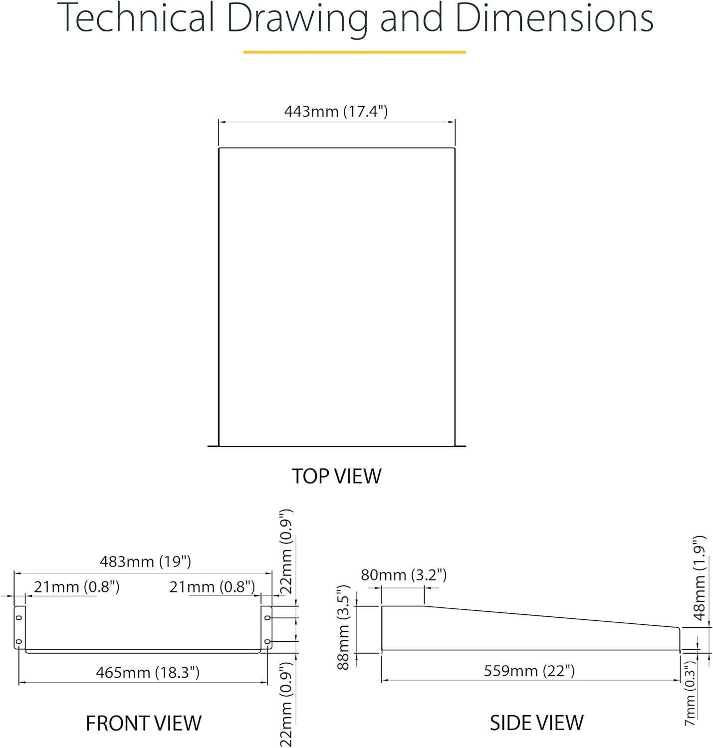 StarTech.com Universal Server Rack Shelf - Fixed Cantilever Tray for 19in Racks