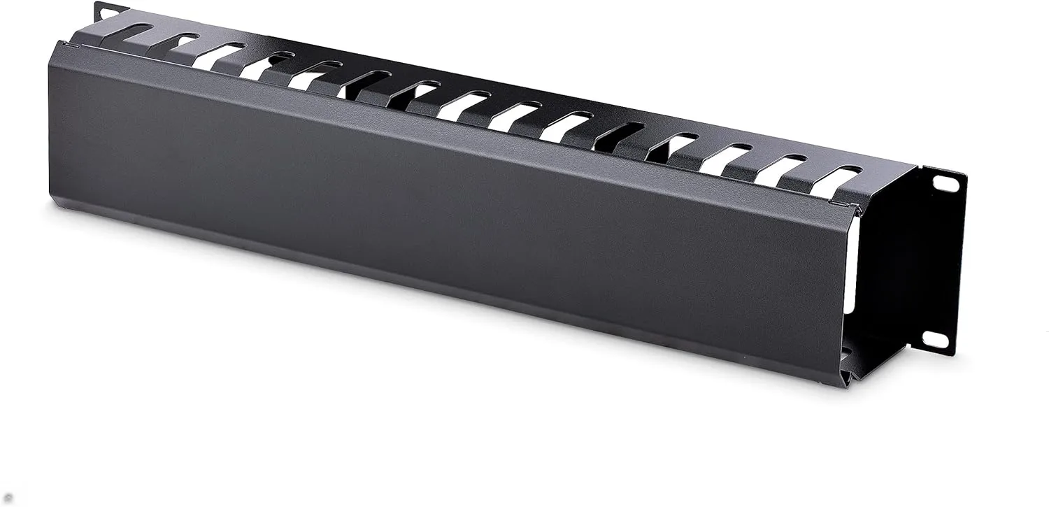 StarTech.com Horizontal 2U Server Rack Cable Management Finger Duct w/ Cover - 19" Network Rack Wire Duct Raceway Panel