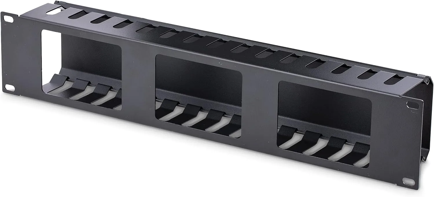 StarTech.com Horizontal 2U Server Rack Cable Management Finger Duct w/ Cover - 19" Network Rack Wire Duct Raceway Panel