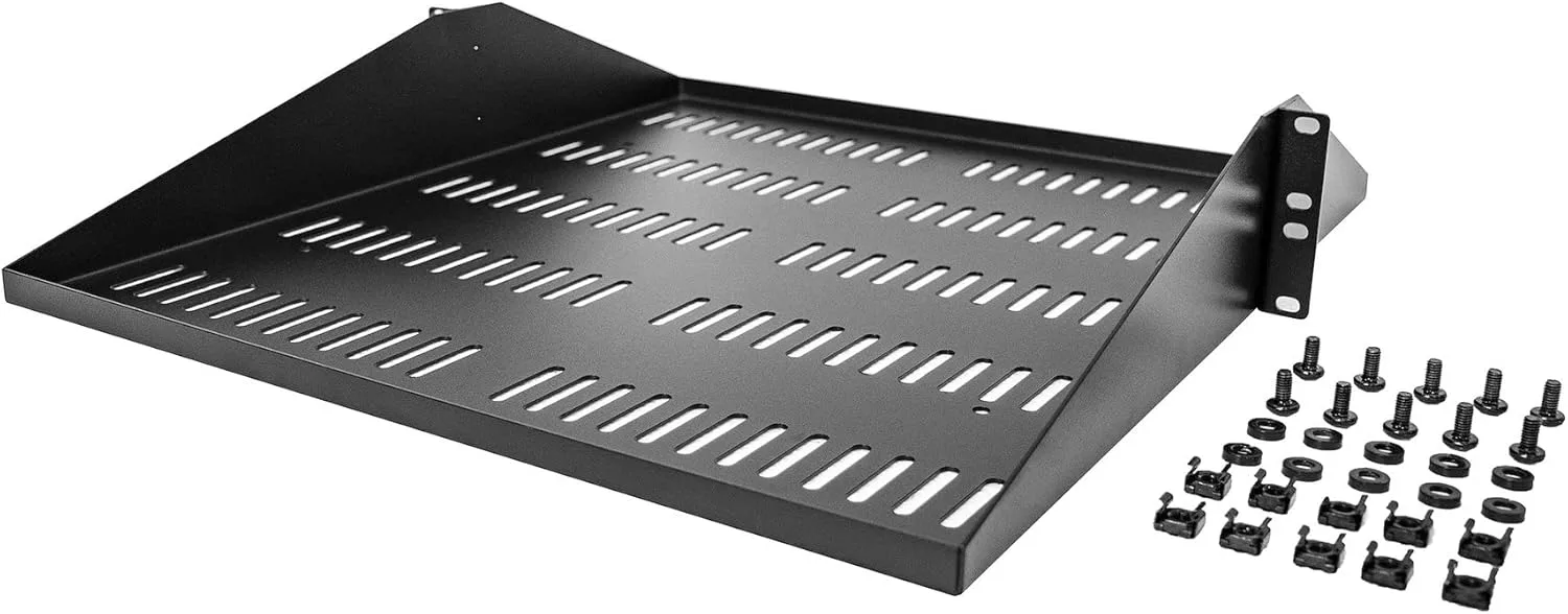 StarTech.com 2U Vented Server Rack Shelf, Center Mount, 20" Deep, 200 lb