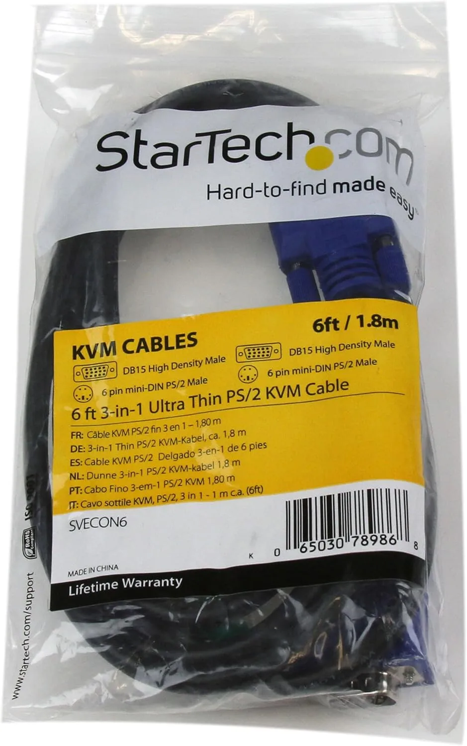 StarTech.com Ultra Thin KVM Cable - VGA with Integrated Keyboard/Mouse