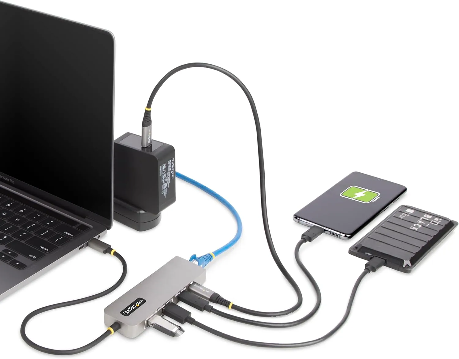 StarTech.com 3-Port USB-C Hub, 2.5 Gbps Ethernet, 100W PD Pass-Through Port, USB 3.2 10Gbps, 2X USB-A/1x USB-C, Portable Hub