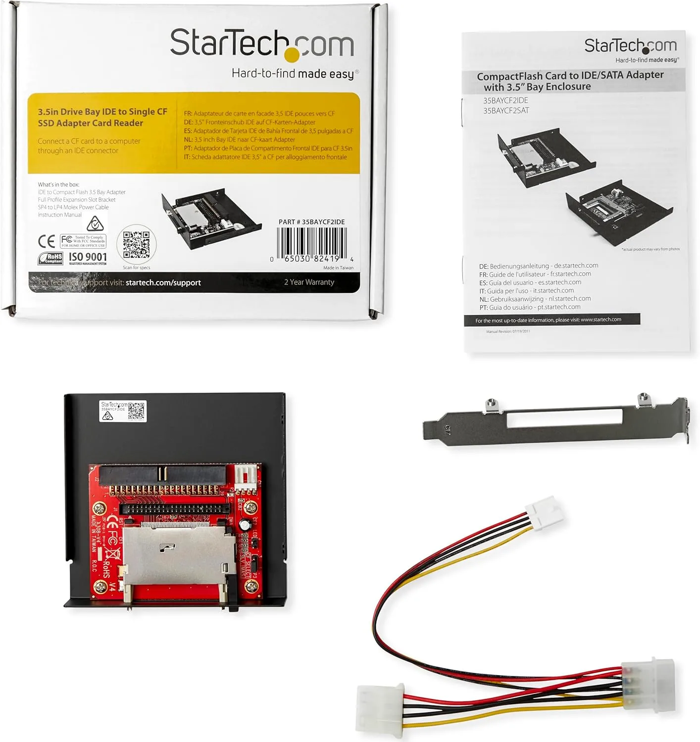 StarTech.com 3.5in Drive Bay Internal Multi-Card Reader and CompactFlash IDE Adapter