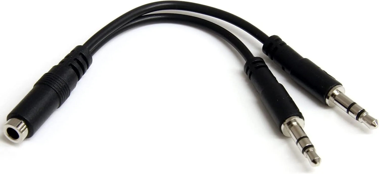StarTech.com 3.5mm Headset Splitter Adapter (Combo to Separate Mic & Headphone)