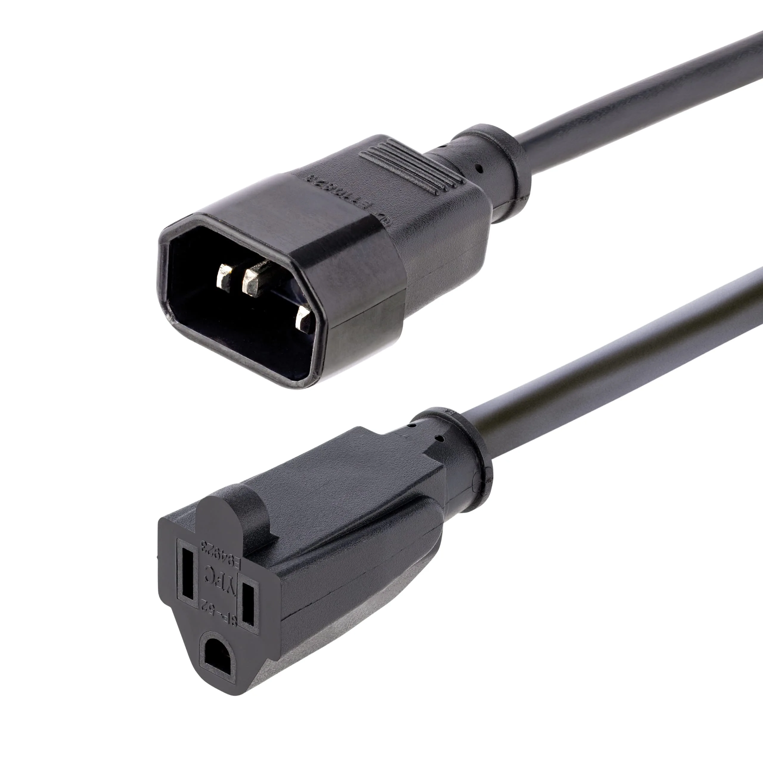 StarTech.com IEC 320 C14 to NEMA 5-15R Power Extension Cord, 18AWG 125V/10A