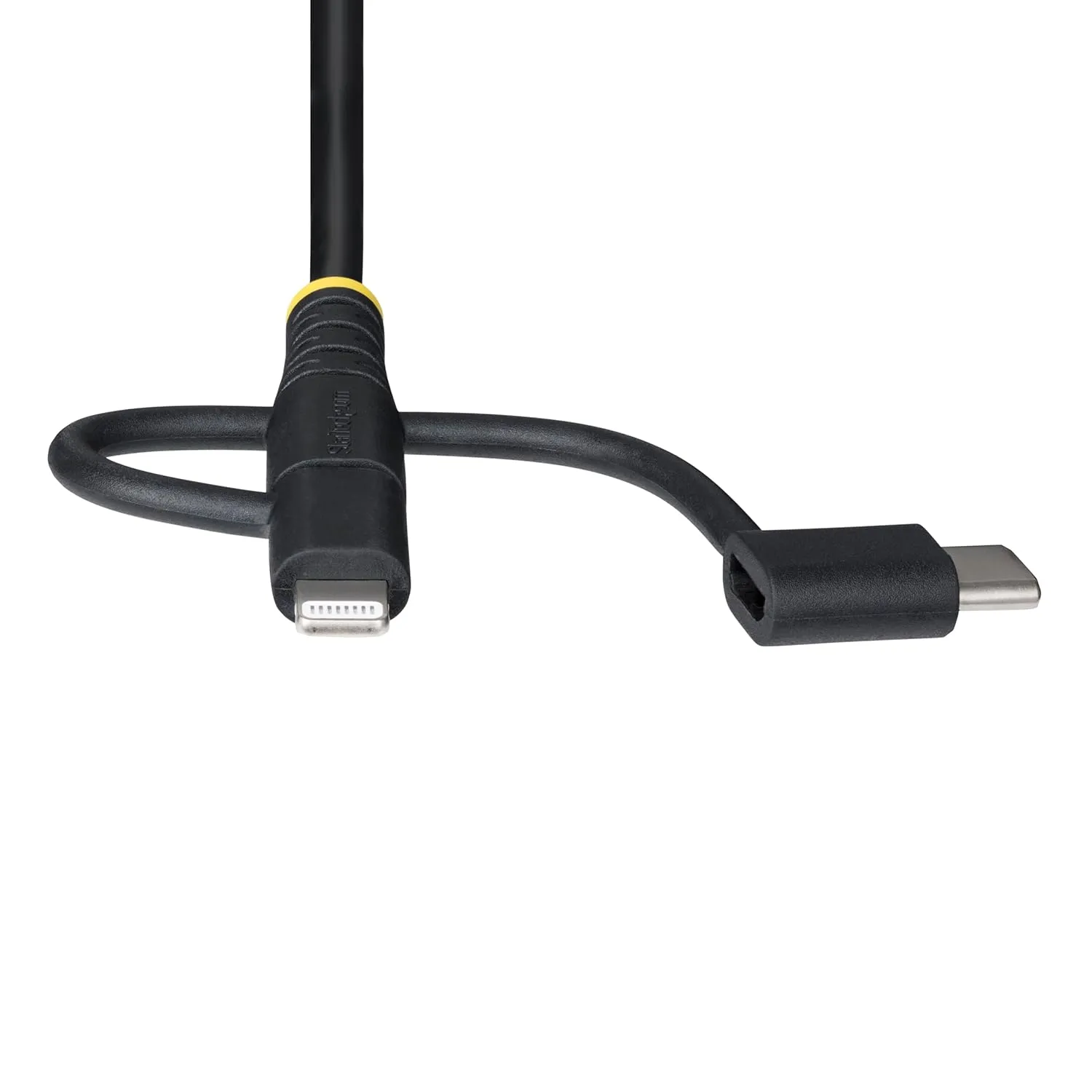 StarTech.com 3ft (1m) Rugged USB Multi Charging Cable, USB to Lightning/Micro-USB/Type-C, Apple MFi, 3-in-1 USB Charger Cord