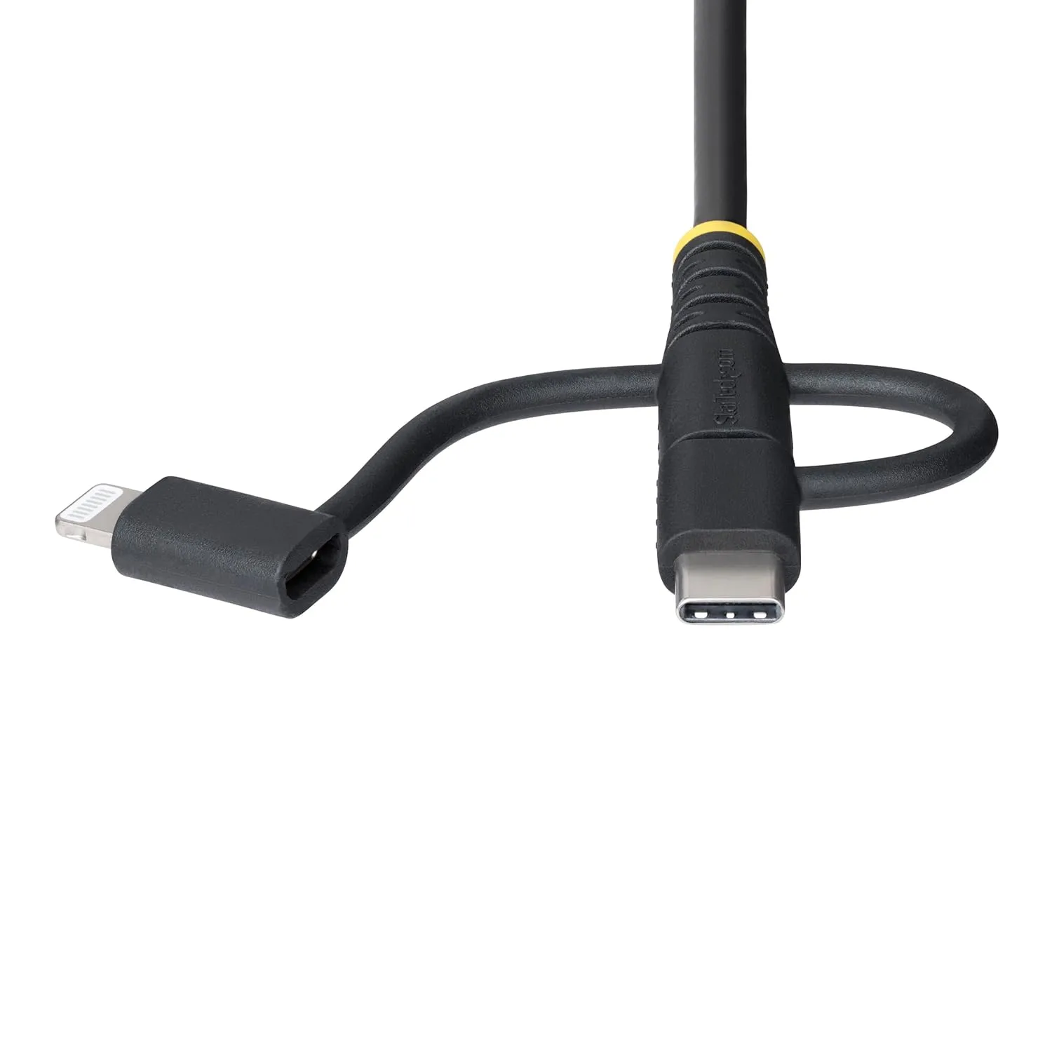 StarTech.com 3ft (1m) Rugged USB Multi Charging Cable, USB to Lightning/Micro-USB/Type-C, Apple MFi, 3-in-1 USB Charger Cord