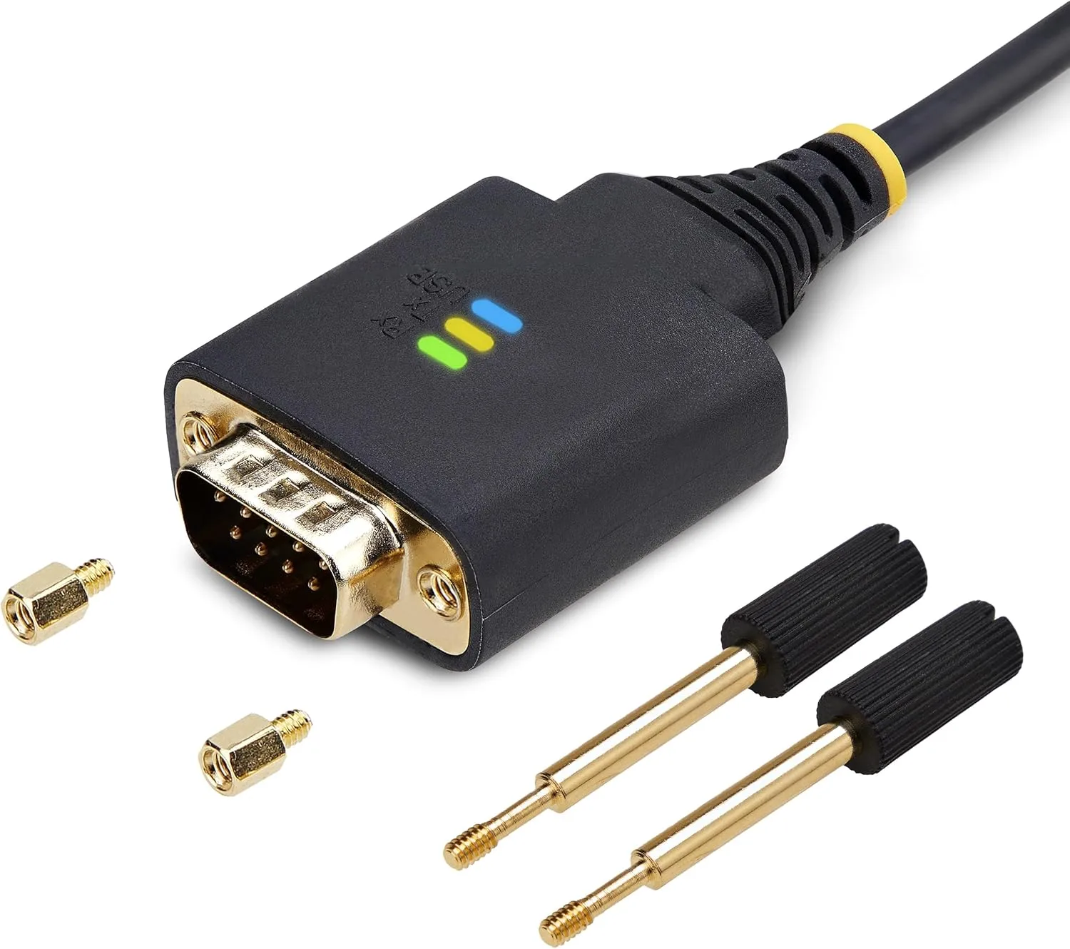 StarTech.com 3ft (1m) USB to Serial Adapter Cable, COM Retention, FTDI, USB-A to DB9 RS232, Interchangeable DB9 Screws/Nuts