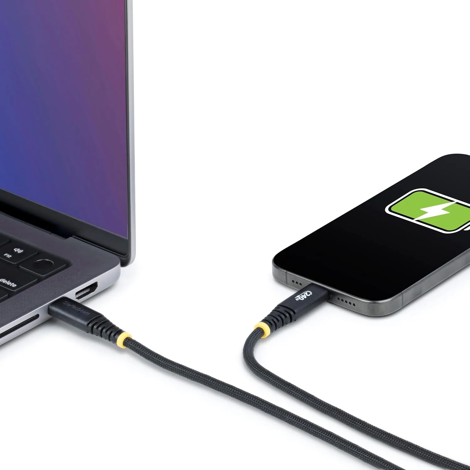StarTech.com 3ft (91cm) USB-C Charging Cable, 240W (5A) PD EPR, Dual-Layer Silicone/Braided Jacket, Laptop Charger Cord