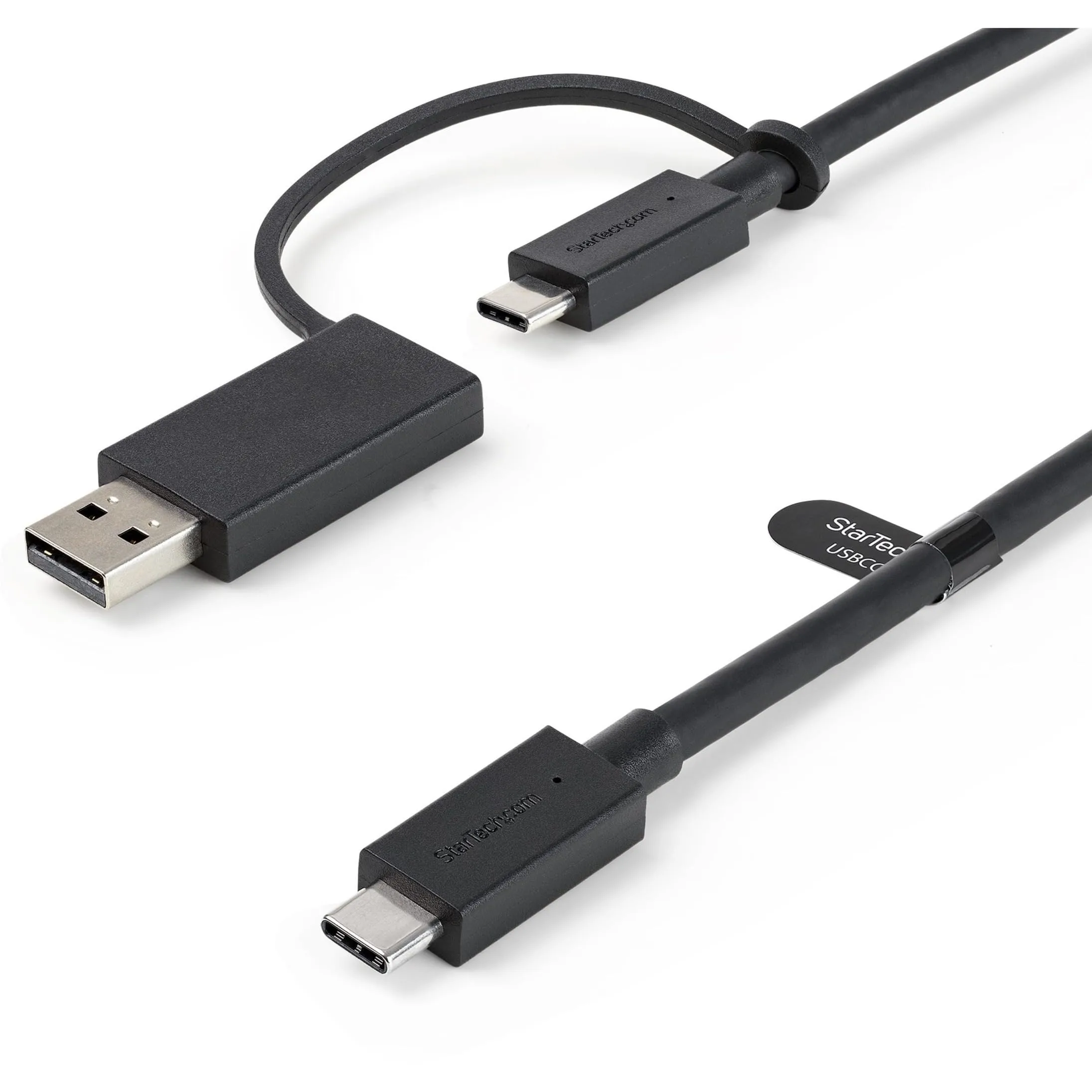 StarTech.com 3ft/1m USB-C Cable with USB-A Adapter Dongle, USB-C to C (10Gbps/PD), USB-A to C (5Gbps)