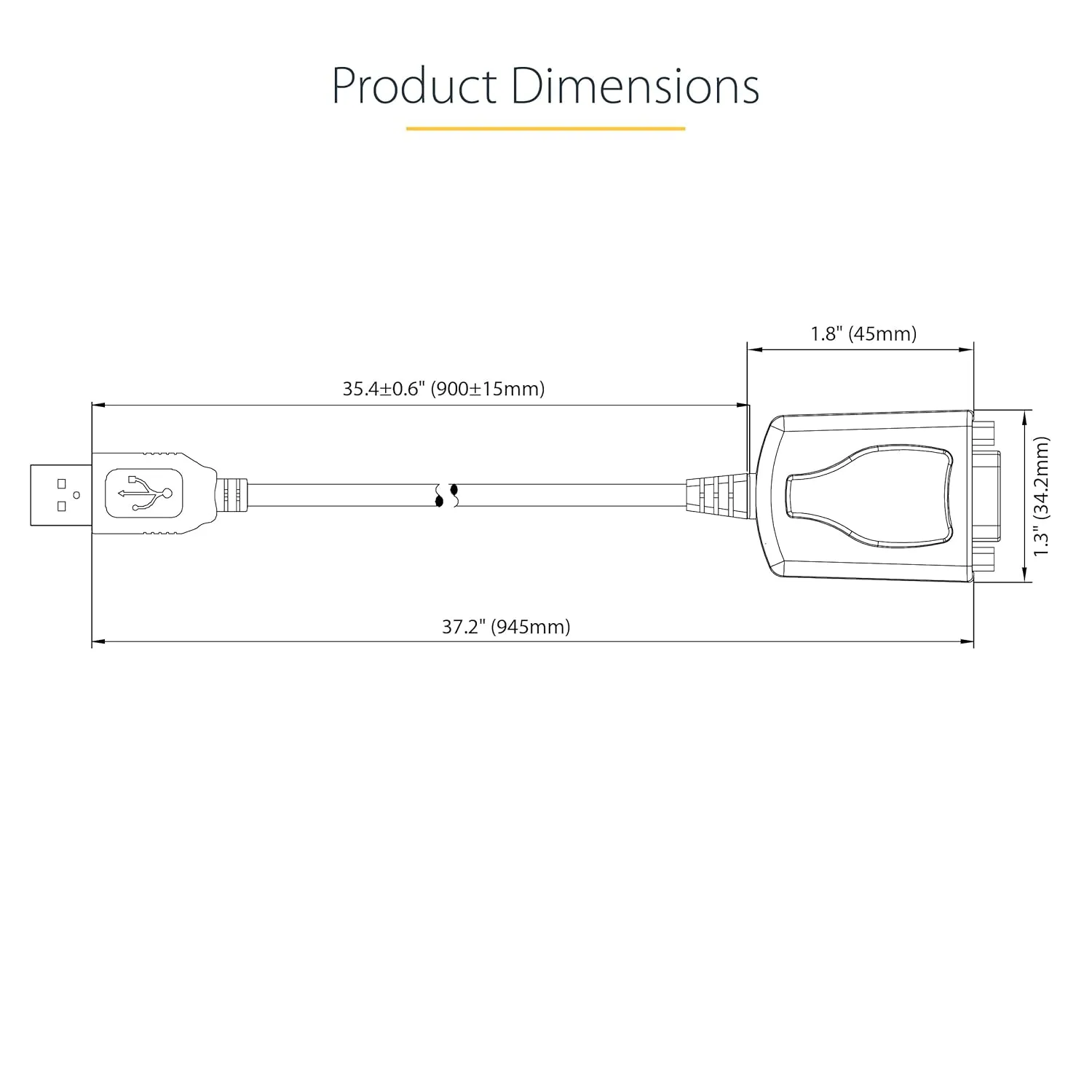 StarTech.com 3ft (1m) USB to Serial Cable with COM Port Retention, DB9 Male RS232 to USB Converter