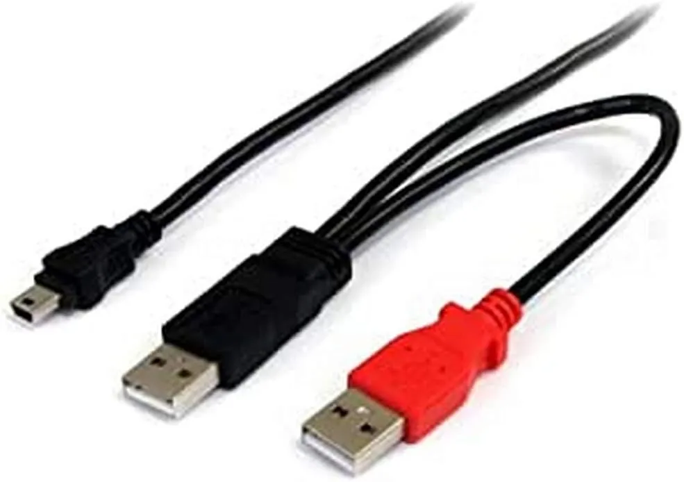 STARTECH.COM USB Y Cable for External Hard Drive (USB-A x2 to Mini-B)