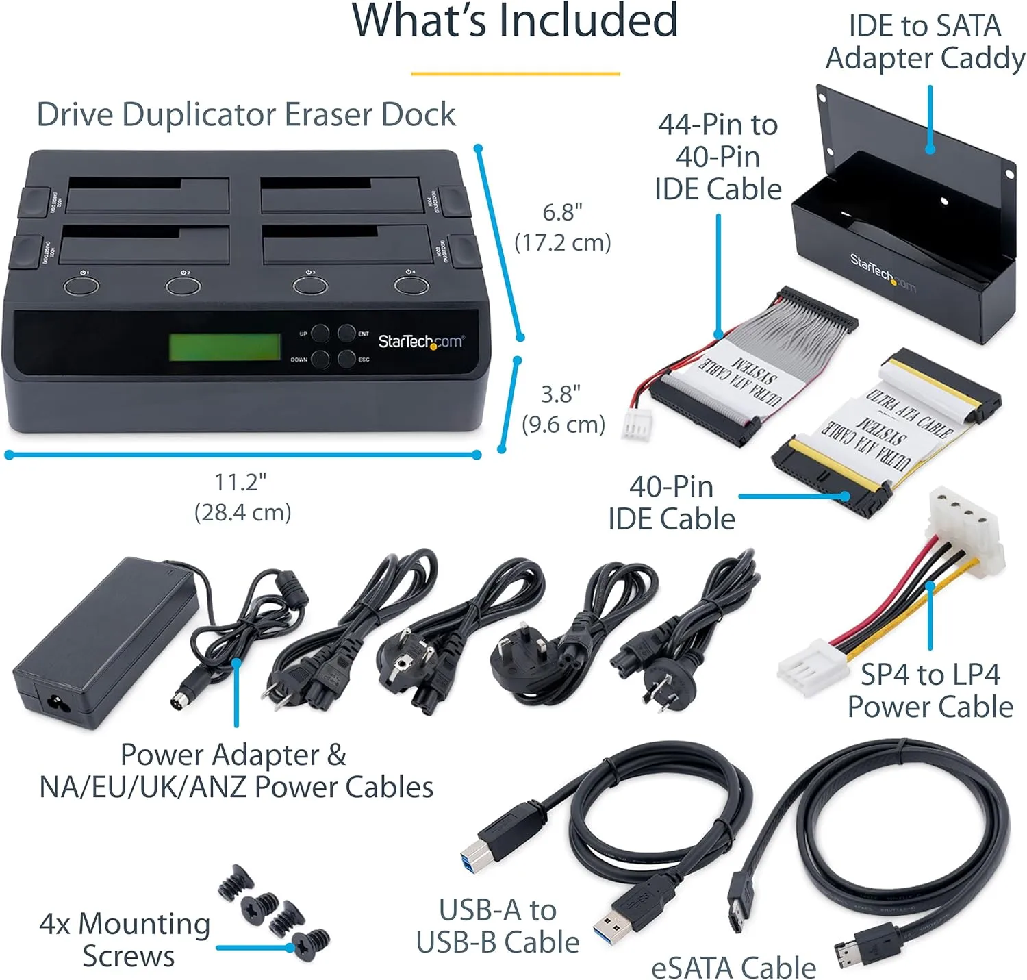 StarTech 4-Bay Hard Drive Duplicator & Eraser Dock (SATDOCK4U3RE)