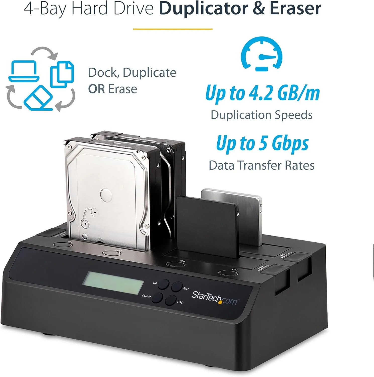 StarTech 4-Bay Hard Drive Duplicator & Eraser Dock (SATDOCK4U3RE)