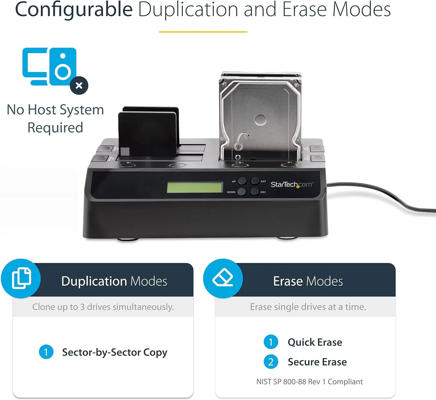StarTech 4-Bay Hard Drive Duplicator & Eraser Dock (SATDOCK4U3RE)