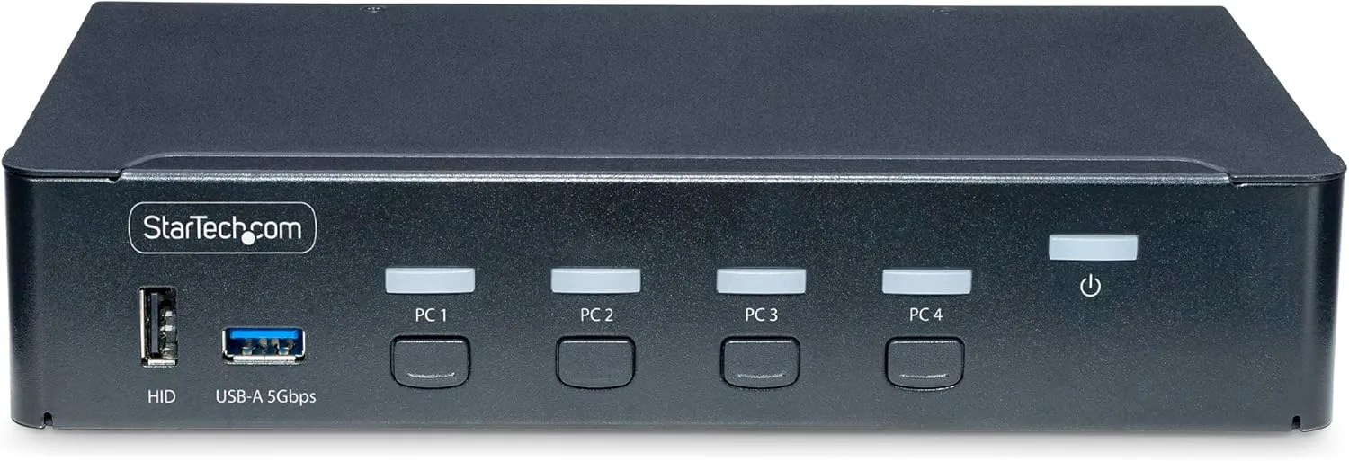 StarTech.com 4-Port DisplayPort KVM Switch, Single 4K 60Hz Monitor, 6X USB Ports, Hotkey Switching, TAA Compliant