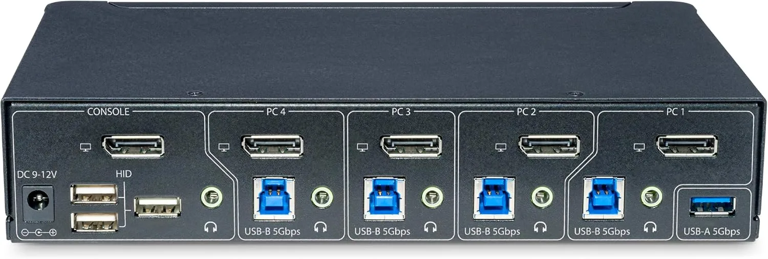StarTech.com 4-Port DisplayPort KVM Switch, Single 4K 60Hz Monitor, 6X USB Ports, Hotkey Switching, TAA Compliant