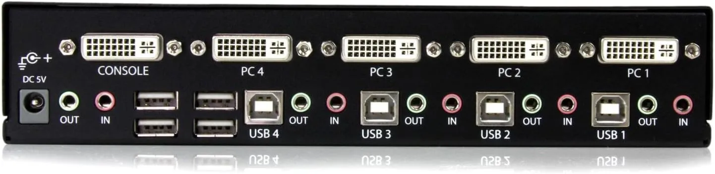 StarTech.com 4-Port KVM Switch for DVI Computers - 1U Rack-Mount KVM Switch with Audio - DVI KVM switch -2 port - 1U , TAA (SV431DVIUA)