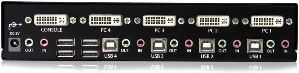 StarTech.com 4-Port KVM Switch for DVI Computers - 1U Rack-Mount KVM Switch with Audio - DVI KVM switch -2 port - 1U , TAA (SV431DVIUA)