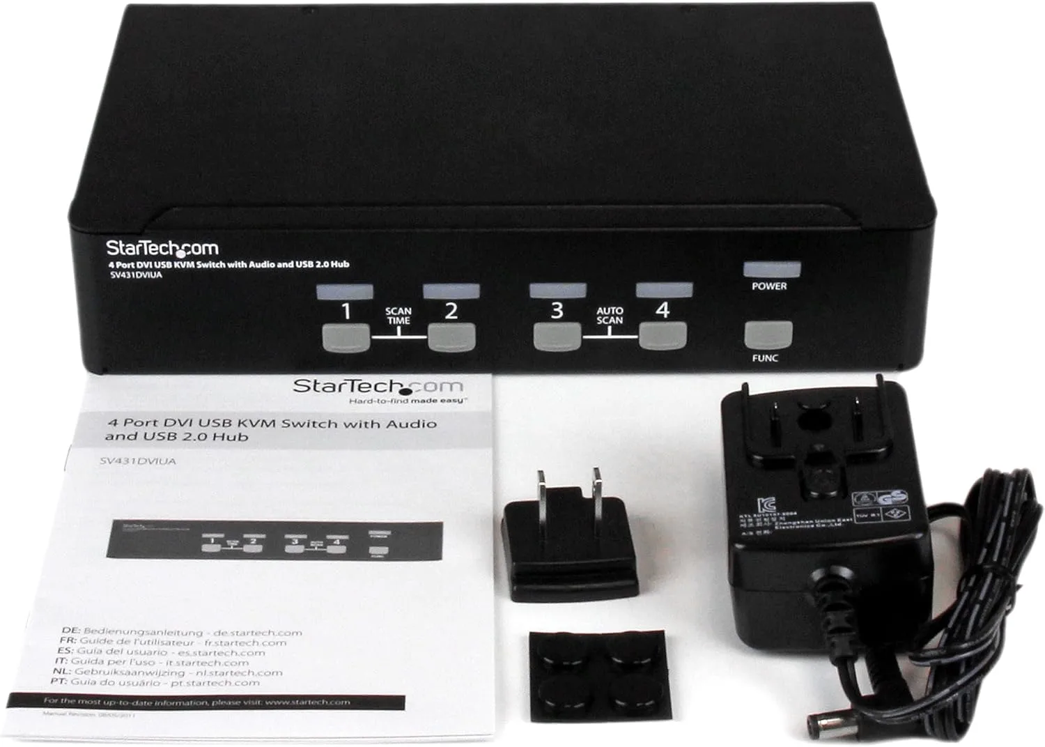 StarTech.com 4-Port KVM Switch for DVI Computers - 1U Rack-Mount KVM Switch with Audio - DVI KVM switch -2 port - 1U , TAA (SV431DVIUA)