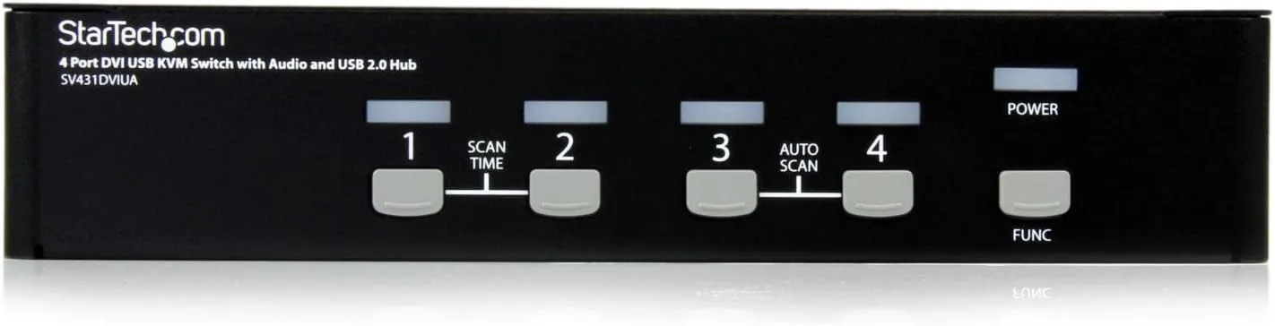 StarTech.com 4-Port KVM Switch for DVI Computers - 1U Rack-Mount KVM Switch with Audio - DVI KVM switch -2 port - 1U , TAA (SV431DVIUA)