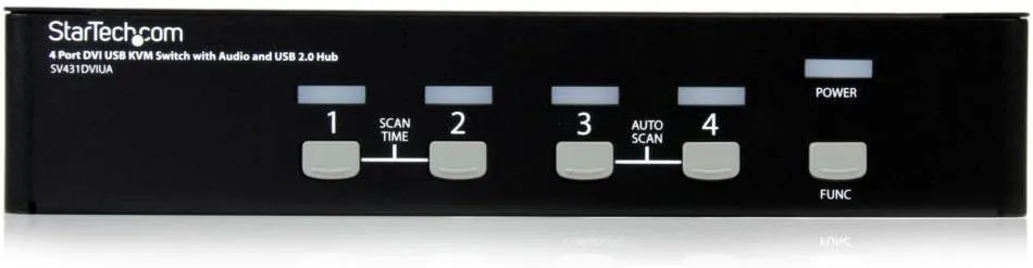 StarTech.com 4-Port KVM Switch for DVI Computers - 1U Rack-Mount KVM Switch with Audio - DVI KVM switch -2 port - 1U , TAA (SV431DVIUA)