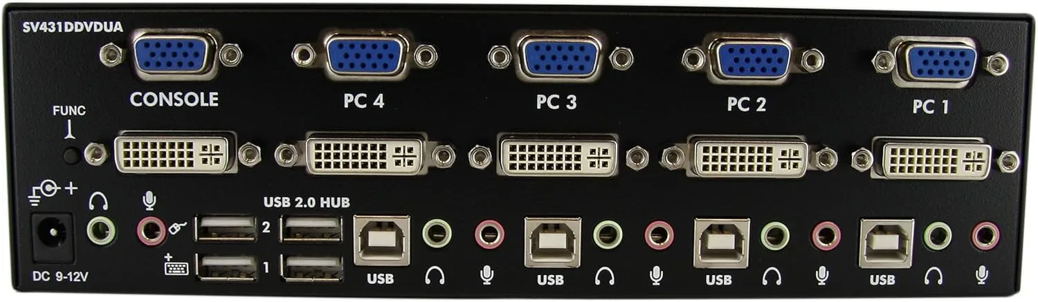 StarTech.com DVI/VGA Dual-Monitor KVM Switch with Audio and USB 2.0 Hub