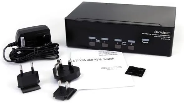 StarTech.com DVI/VGA Dual-Monitor KVM Switch with Audio and USB 2.0 Hub
