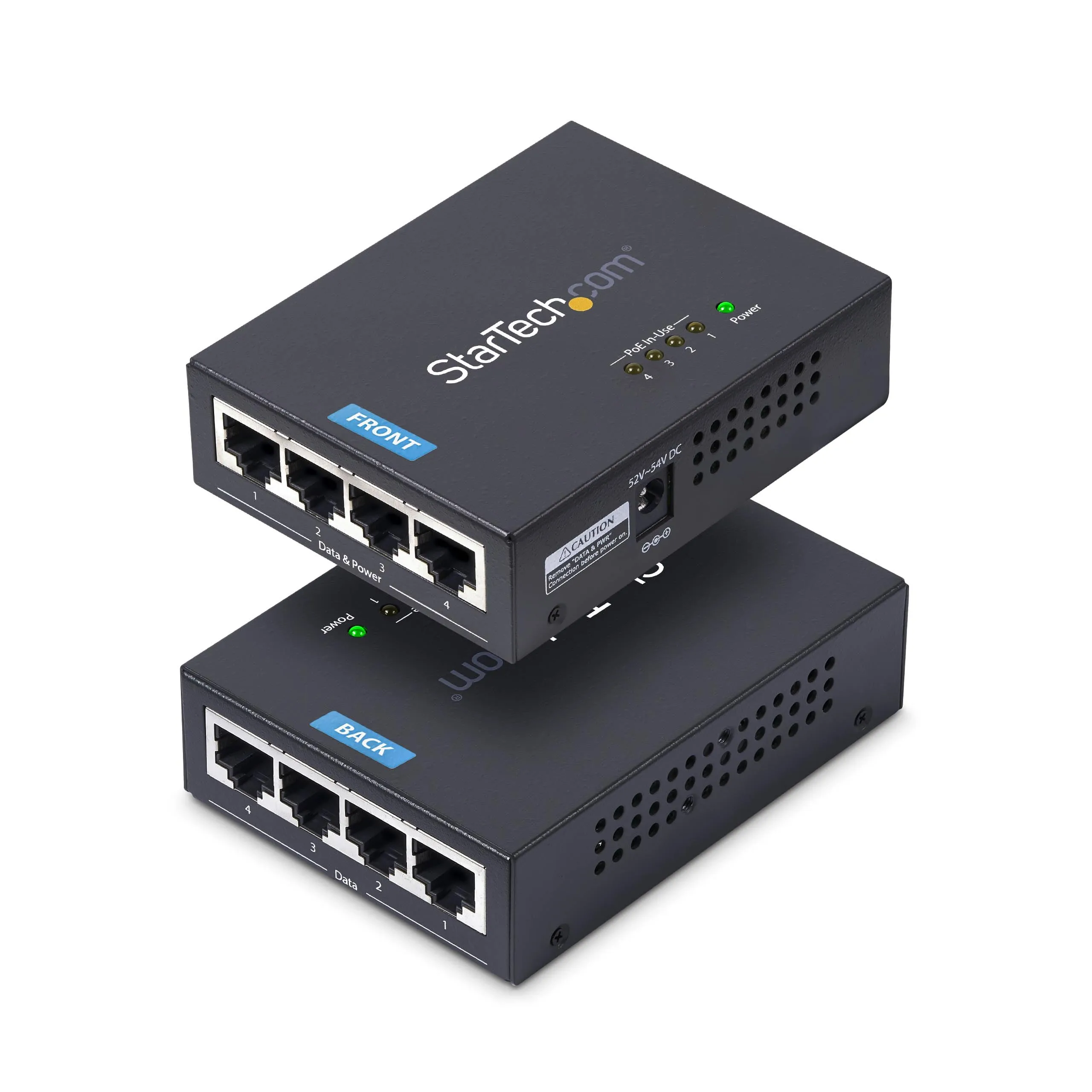 StarTech.com 4-Port Gigabit Midspan, PoE+ Injector, 802.3at and 802.3af, Wall-Mountable Power Over Ethernet Midspan, TAA