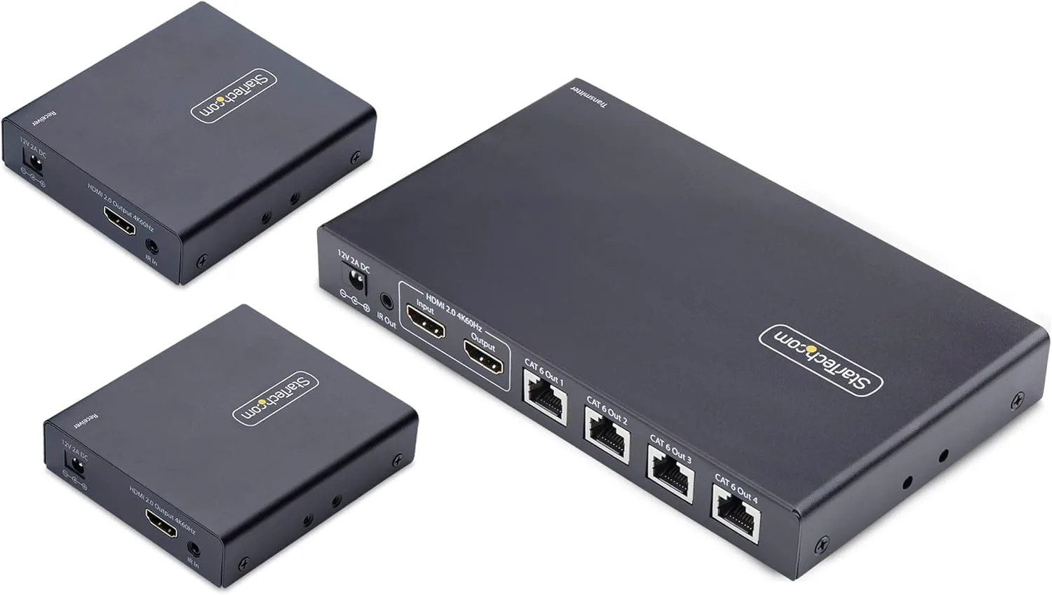 StarTech.com 4-Port HDMI Extender and Splitter Over CAT6, 4K 60Hz, Up to 230ft (70m), 1x4 HDMI Over Ethernet Distribution Kit