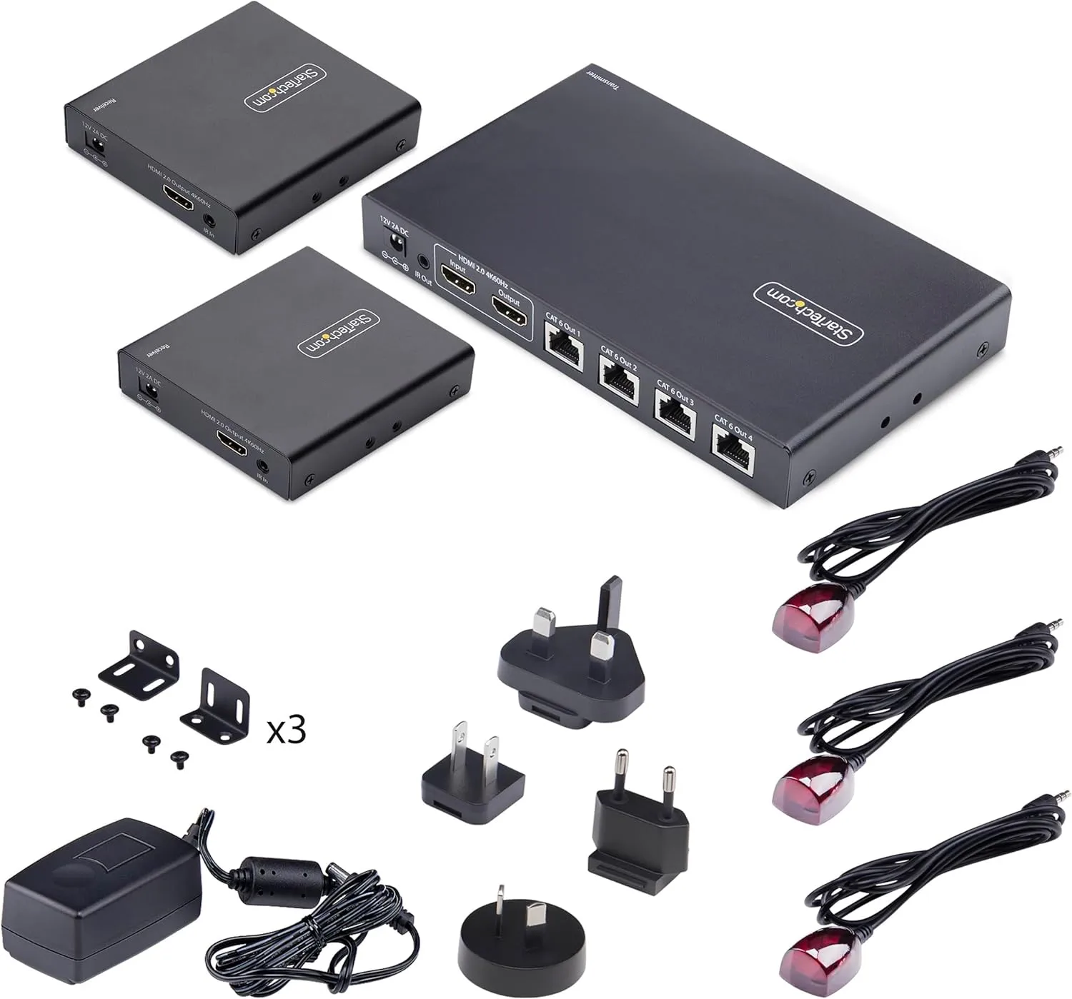 StarTech.com 4-Port HDMI Extender and Splitter Over CAT6, 4K 60Hz, Up to 230ft (70m), 1x4 HDMI Over Ethernet Distribution Kit