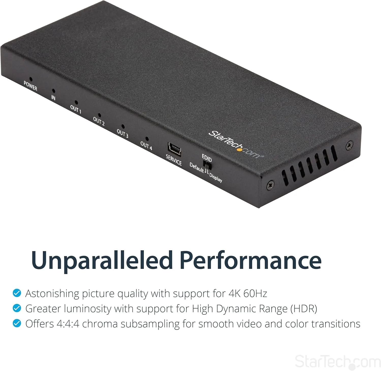 StarTech.com HDMI Splitter - 4-Port - 4K 60Hz - HDMI Splitter 1 In 4 Out - 4 Way HDMI Splitter
