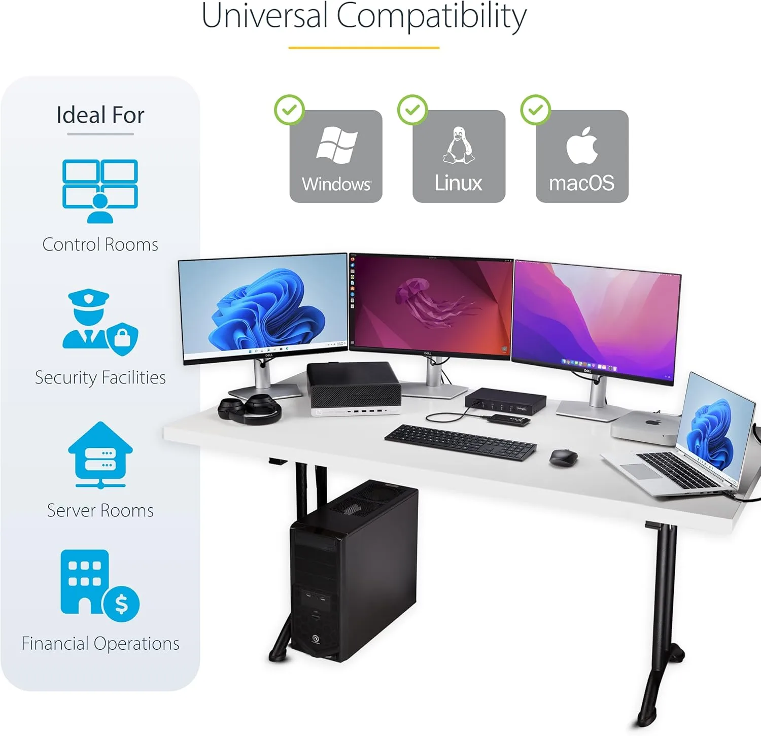 StarTech.com 4-Port KM Switch with Mouse Switching, USB 3.0 Switcher, Keyboard/Mouse Sharing, 3.5mm/USB Audio, TAA Compliant