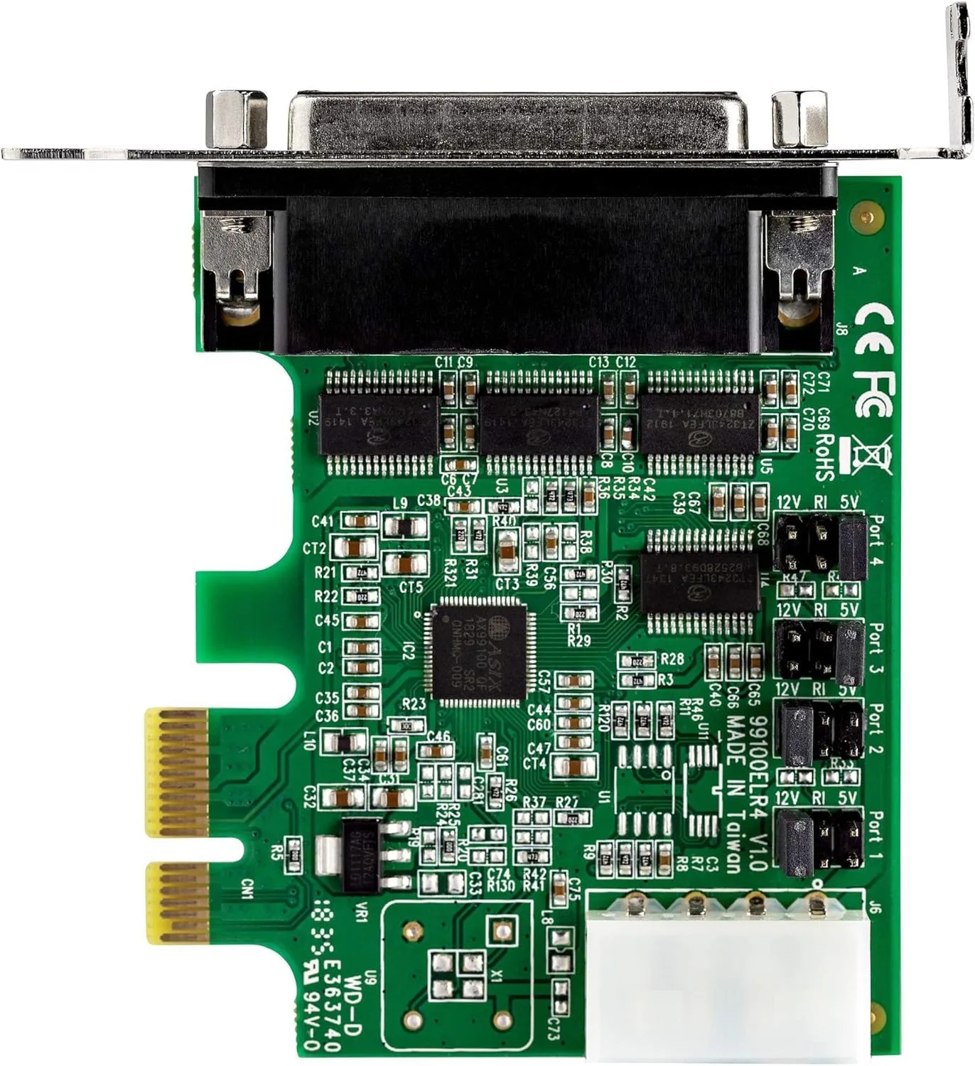 StarTech.com 4-port PCI Express RS232 Serial Adapter Card - PCIe RS232 Serial Host Controller Card - PCIe to Serial DB9