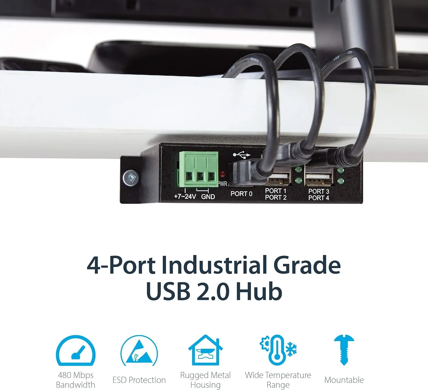 StarTech.com Mountable 4 Port Rugged Industrial USB Hub (ST4200USBM)
