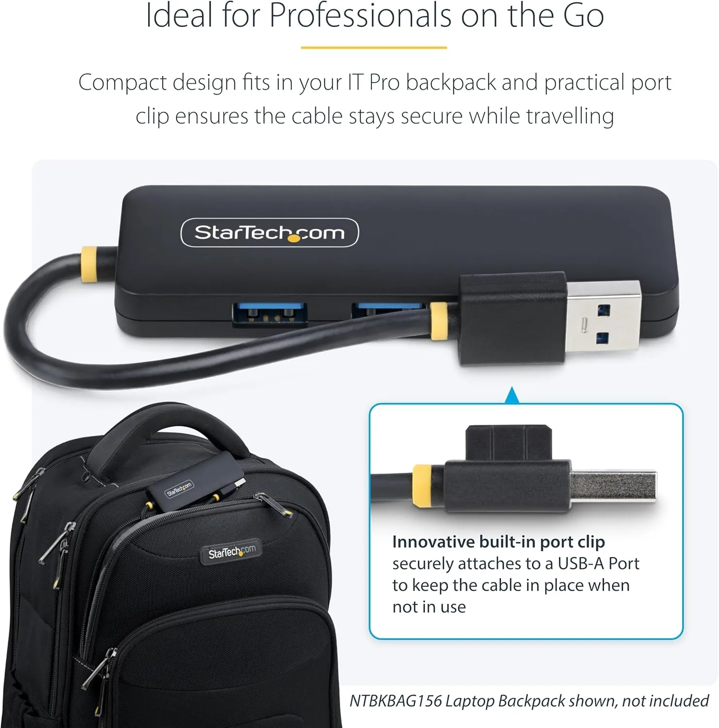 StarTech 4-Port USB 3.0 Hub, Bus-Powered Portable Travel Mini Hub