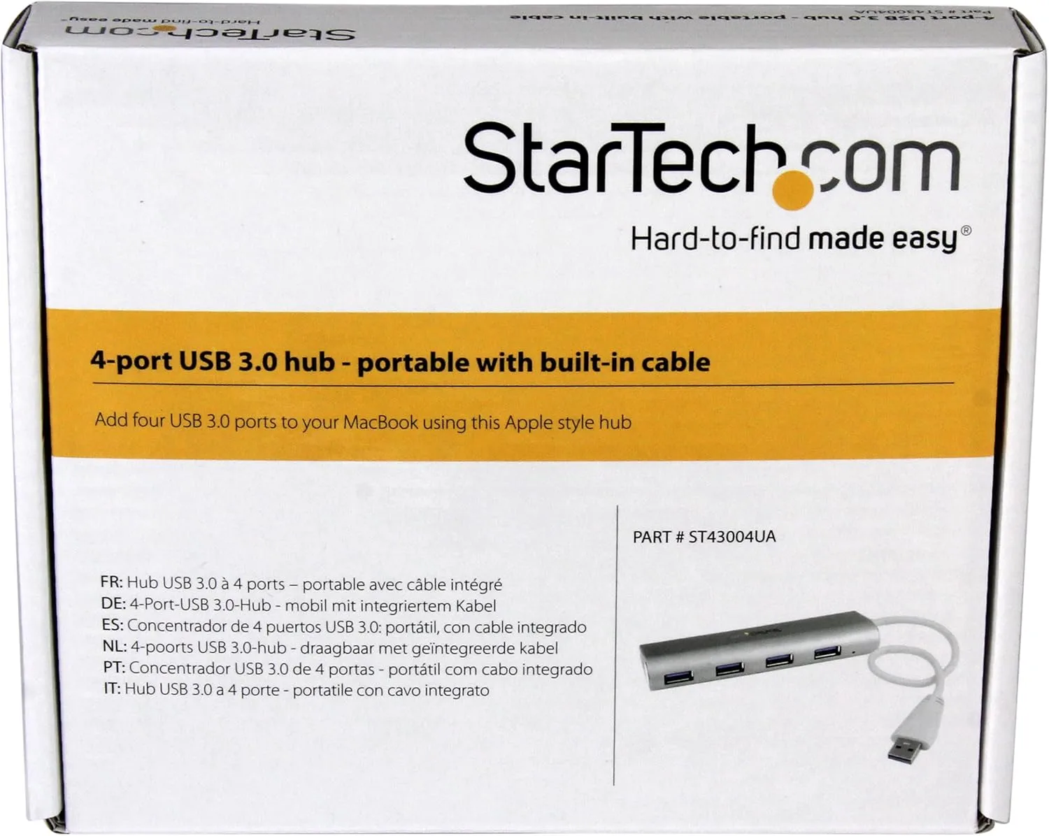 StarTech.com 4-Port USB 3.0 SuperSpeed Hub with Built-in Cable